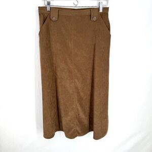 Vintage 90s Minimalist Old Money Faux Suede Maxi Skirt M Quiet Luxury Coastal